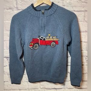 Vintage- Gymboree Boys‎ Firehouse Hounds Fire Truck Sweater size 8 quarter zip